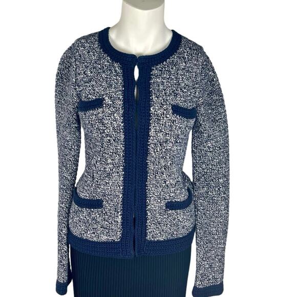 Boden Women's Cardigan Sweater Size US 4 Navy Blue Knit Cotton Knit - Picture 6 of 6